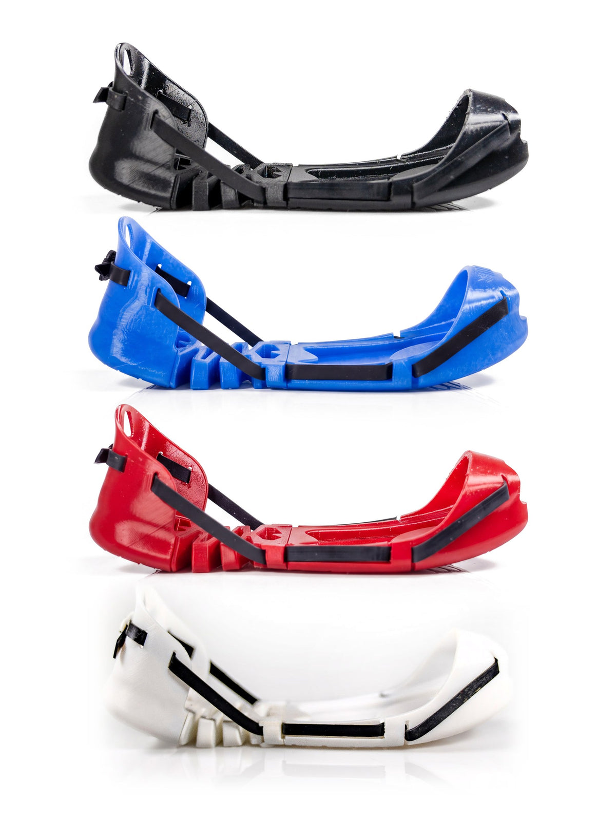 TEKS spike covers in black, blue, red and white